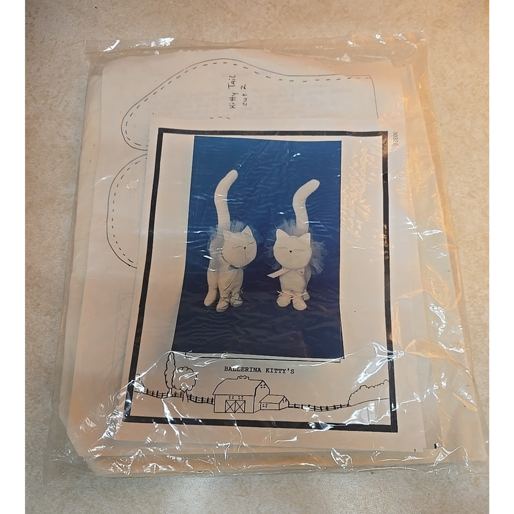 NEW Vtg Ballerina Kitty's Home Decor Embroidery Cross Stitch Arts & Craft Kit